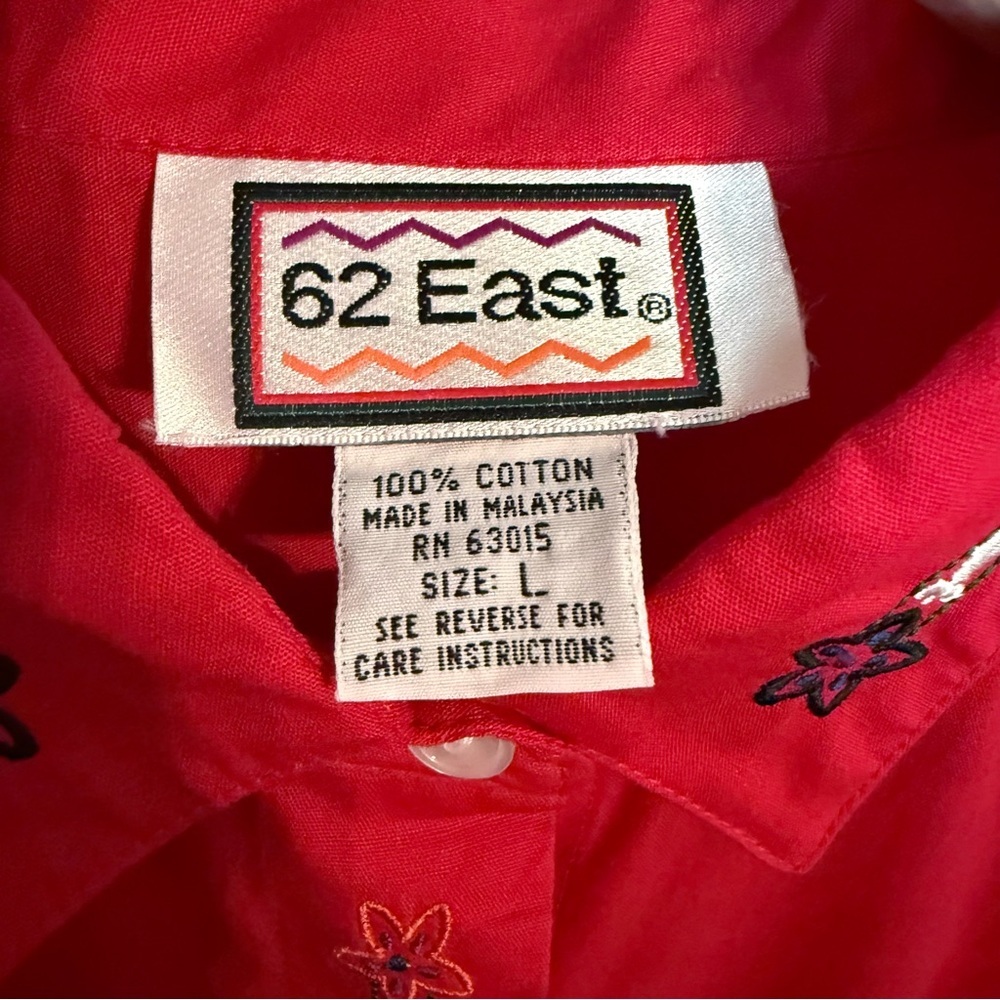 NWT Vintage 90s 62 East Red Southwest Themed Embroidered Button Up Shirt Women - Picture 3 of 8